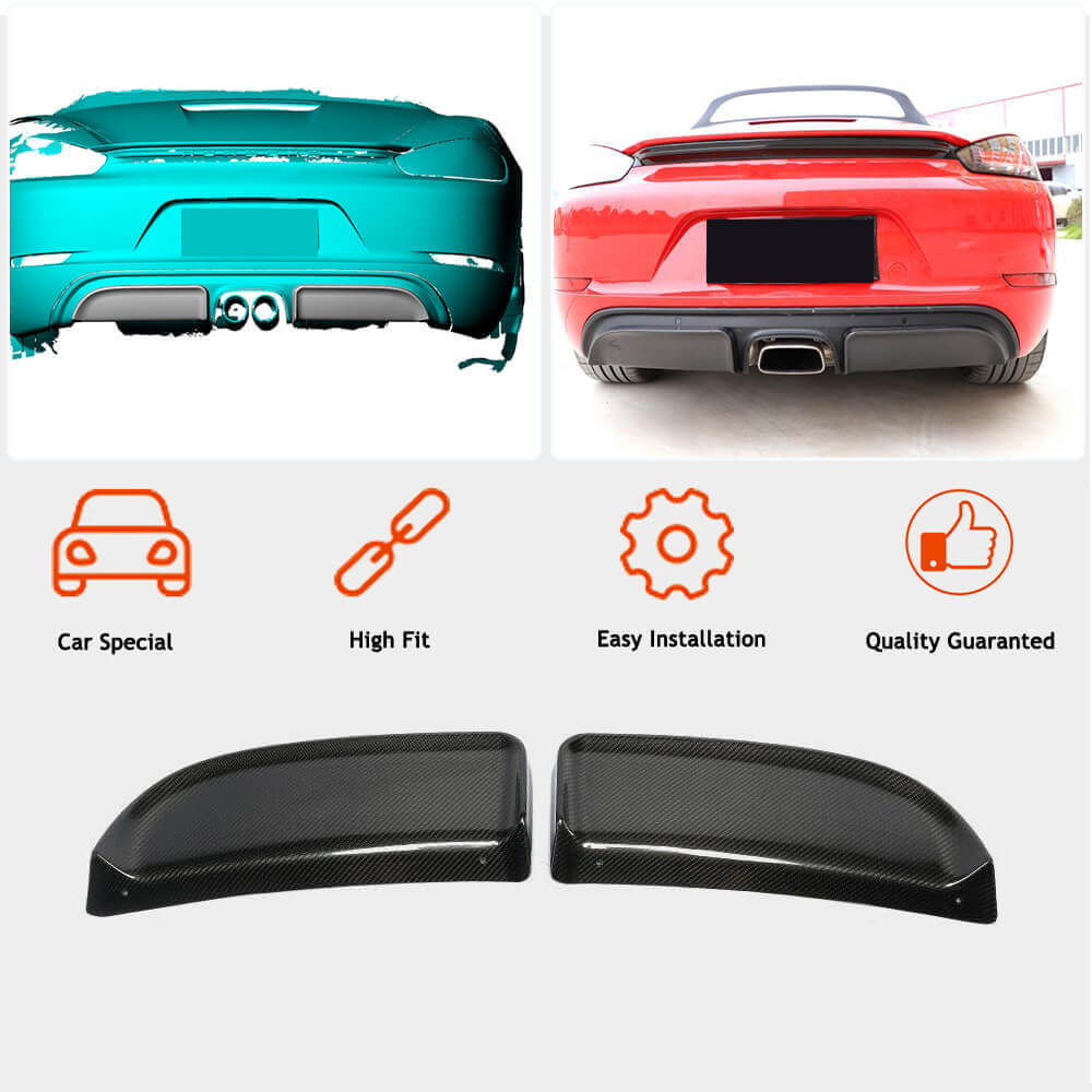 Rear Bumper Diffuser V2 (2016-2019, Carbon) for Porsche Boxster/Cayman 982 (718) 2016- - image 2