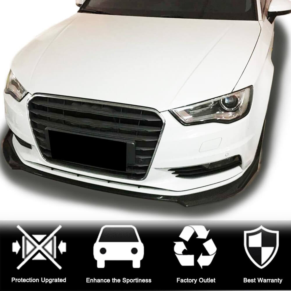 Front bumper lip Lip V1 (for Base 2012-2016 Sedan, Carbon) for Audi A3 2012-2020 - image 2