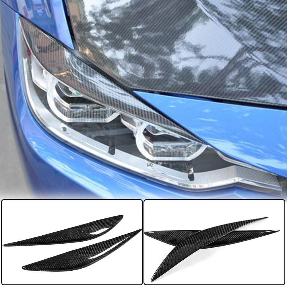 Headlight Eyelashes Carbon V1 for BMW 3 series F-30/31/34 2012-2019 - image 2