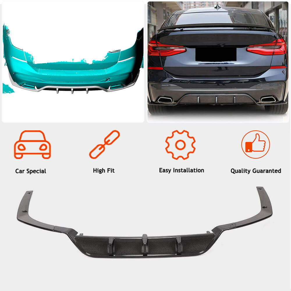 Rear Bumper Diffuser V2 (for M-Sport 2017-2020, Carbon) for BMW 6 Series G32 2017- - image 2
