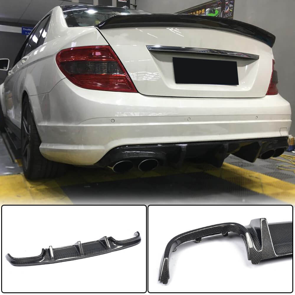 Rear Bumper Diffuser V2 (for AMG SD 2008-2011, Carbon) for Mercedes C-class W204 2007-2015 - image 2