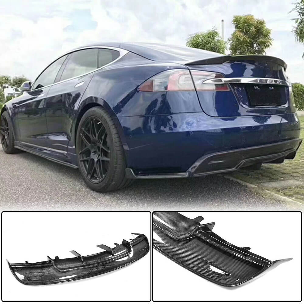 Rear Bumper Diffuser Carbon Fiber V1 for Tesla Model S - image 2