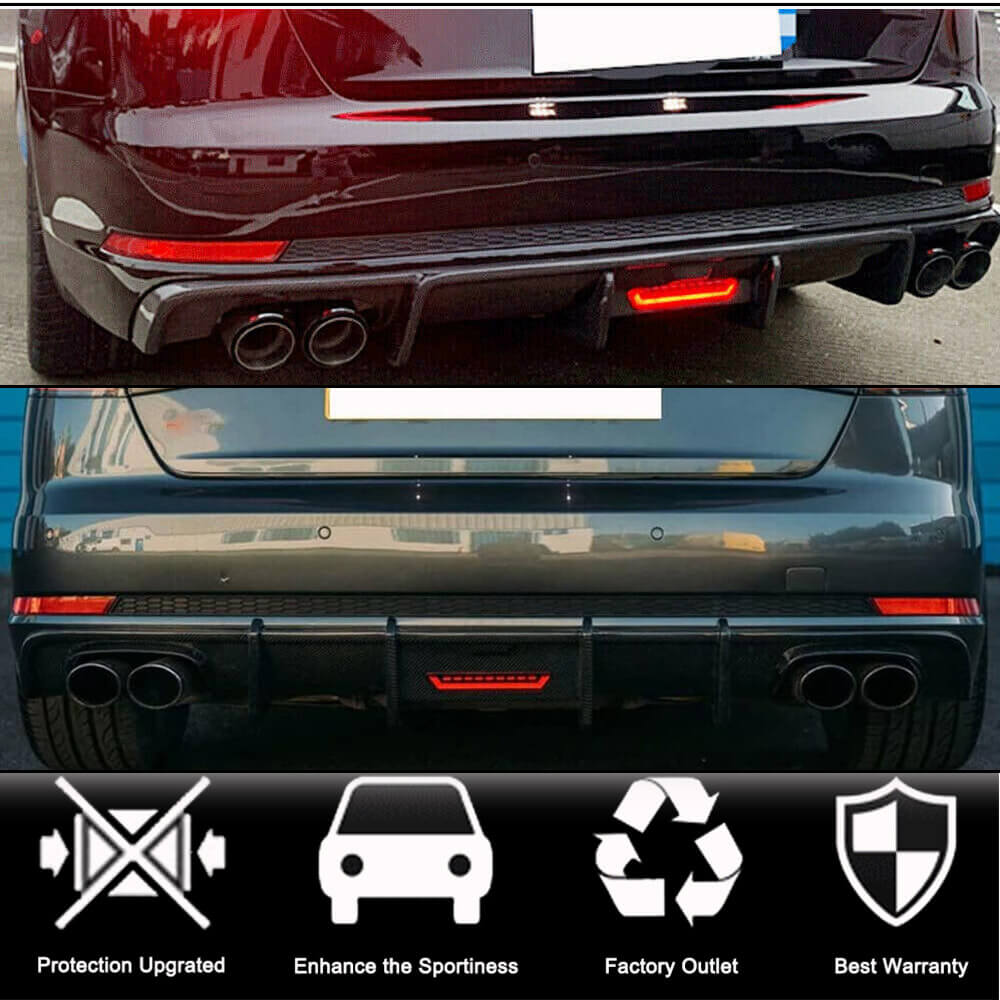 Rear bumper diffuser V1 (for S-Line Sedan 2015-2019, Carbon) for Audi A4 B9 2015-2024 - image 2