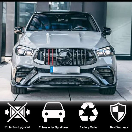 Front bumper inserts (for GLE 350/GLE450/GLE63 2019-2023, Carbon) for Mercedes GLE coupe C167 2019- - image 2