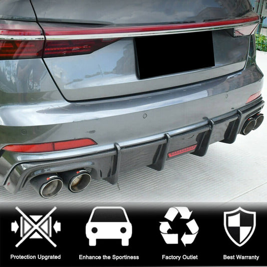 Rear Bumper Diffuser (for Base SD 2018-2023, Carbon) for Audi A6 C8 2018- - image 2