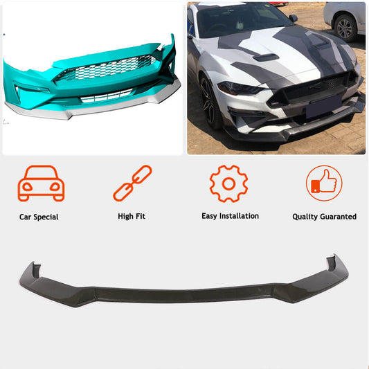 Front Bumper Lip Spoiler (2017-2020, Carbon) for Ford Mustang 2015-2023 - image 2