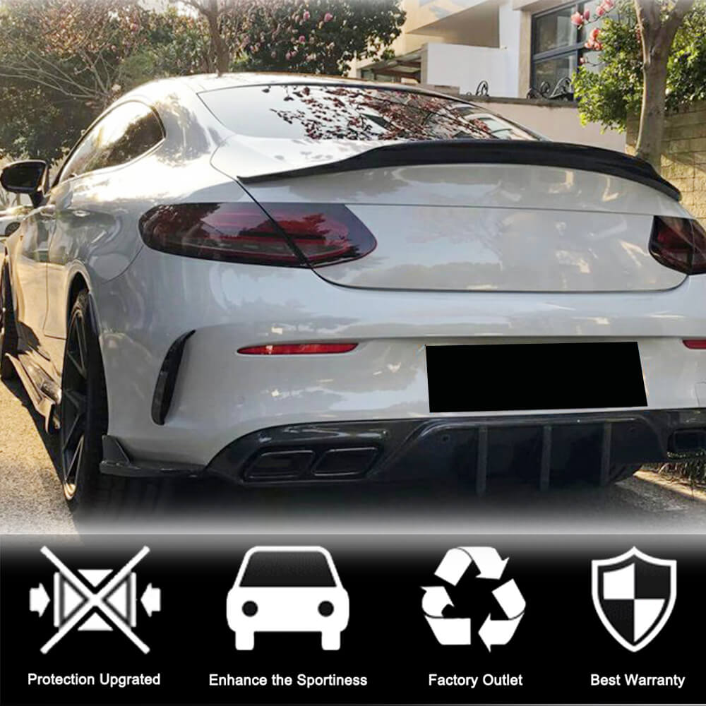 Rear Bumper Extensions V2 (for Coupe/Cabriolet AMG-Line / C43 AMG 2015-2019, Carbon) for Mercedes C-сlass W205 2014-2021 - image 2