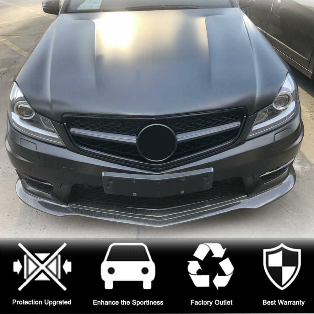 Front Bumper Lip V2 Overlay (for AMG 2012-2014, Dry Carbon) for Mercedes C-class W204 2007-2015 - image 2