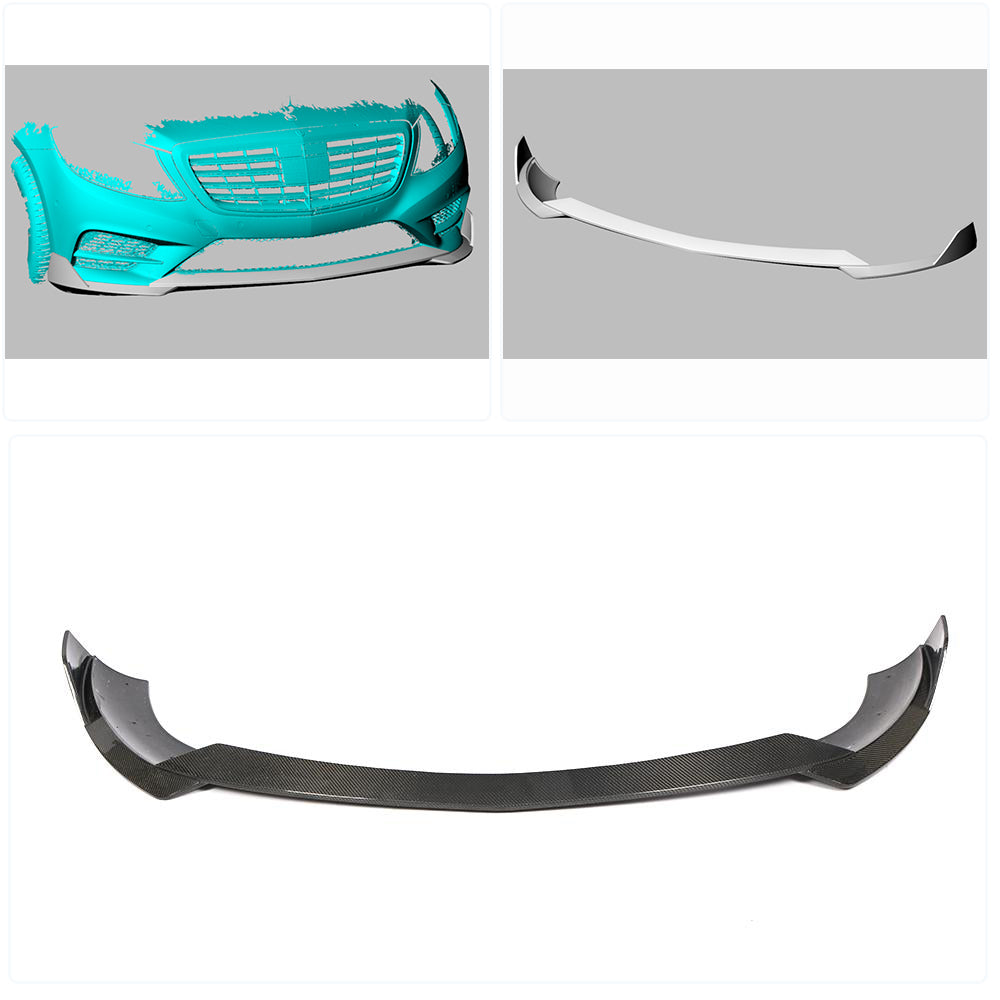 Front Bumper Lip Spoiler (for AMG-Line 2014-2017, Carbon) for Mercedes S-сlass W222 2013-2022 - image 2