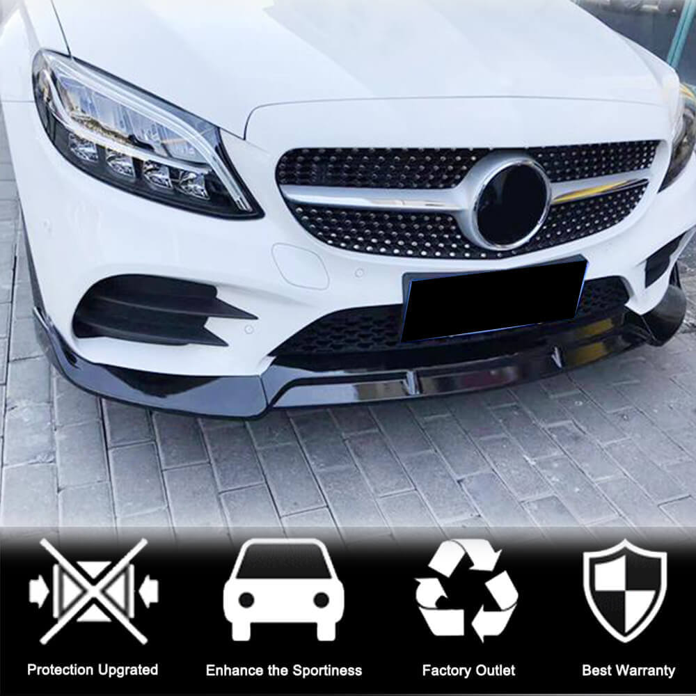 Front Bumper Lip Spoiler (for AMG-Line, Carbon) for Mercedes C-class W206 2022- - image 2