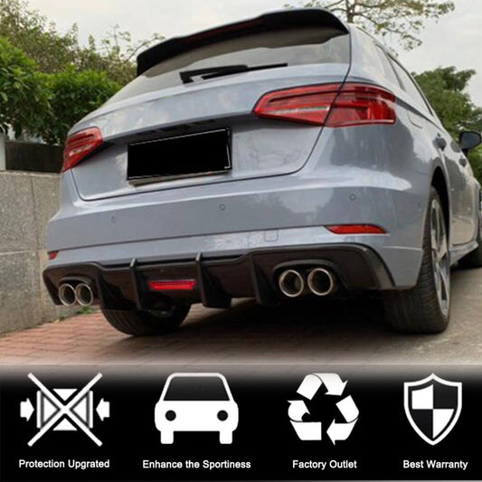 Rear bumper diffuser V1 (for S-Line HB 2017-2020, Carbon) for Audi A3 2012-2020 - image 2