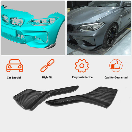 Front Bumper Splitters Carbon Fiber (for F87 M2 Competition 2016-2020) for BMW 2 Series F22/23 2014-2021 - image 2