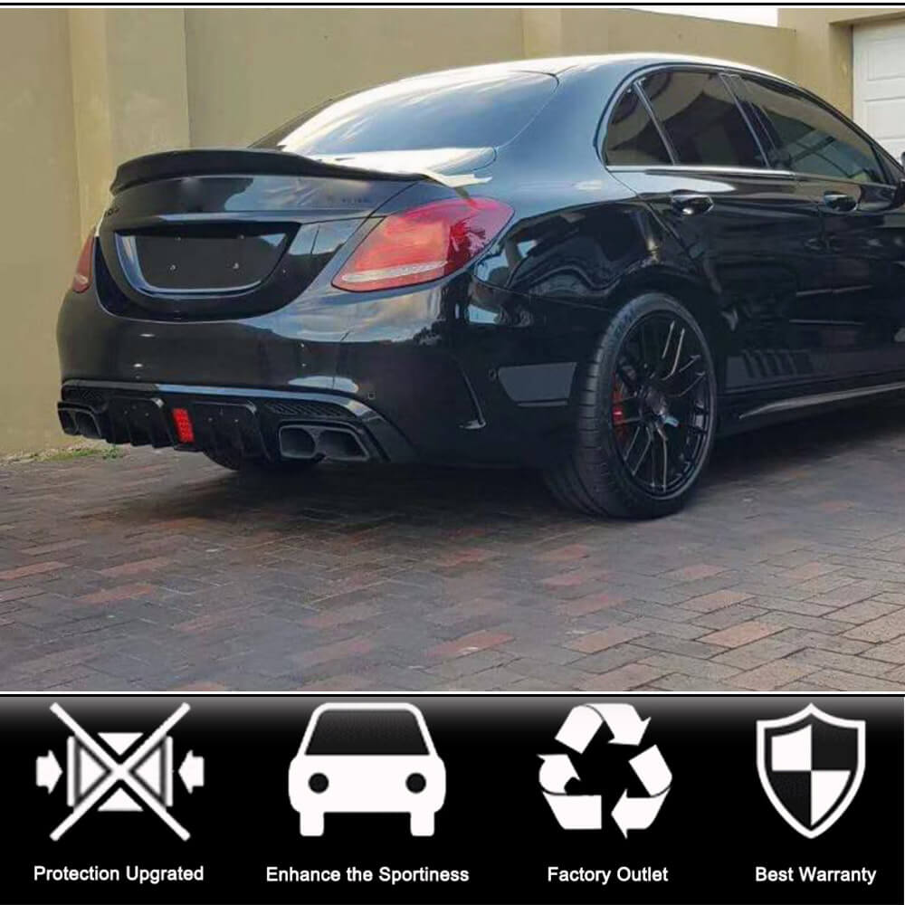 Rear bumper diffuser with exhaust tips (for SD C43 AMG 2015-2019, Carbon) for Mercedes C-сlass W205 2014-2021 - image 2