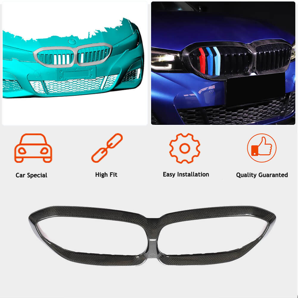 Grille Surround (2018-2022, Carbon) for BMW 3 Series G20/21 2018- - image 2