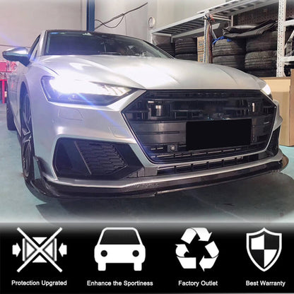Front Bumper Lip Spoiler (for S-Line 2018-2022, Carbon) for Audi A7 2018- - image 2