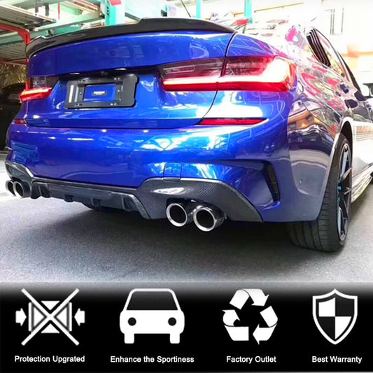 Rear Bumper Diffuser Carbon Fiber V4 (2019-2021, M-Sport) for BMW 3 series G20/21 2018- - image 2