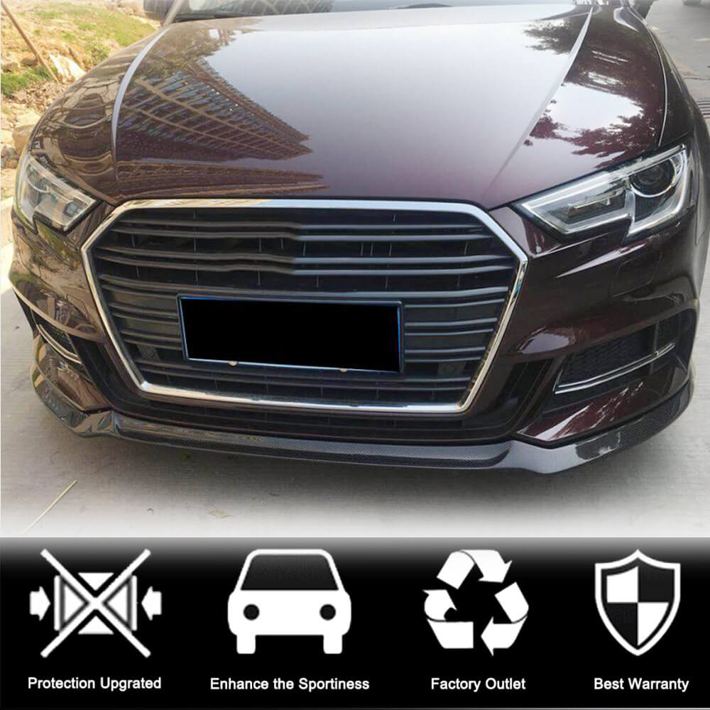 Front Bumper Lip V1 (for S-Line 2017-2020 HB, Carbon) for Audi A3 2012-2020 - image 2