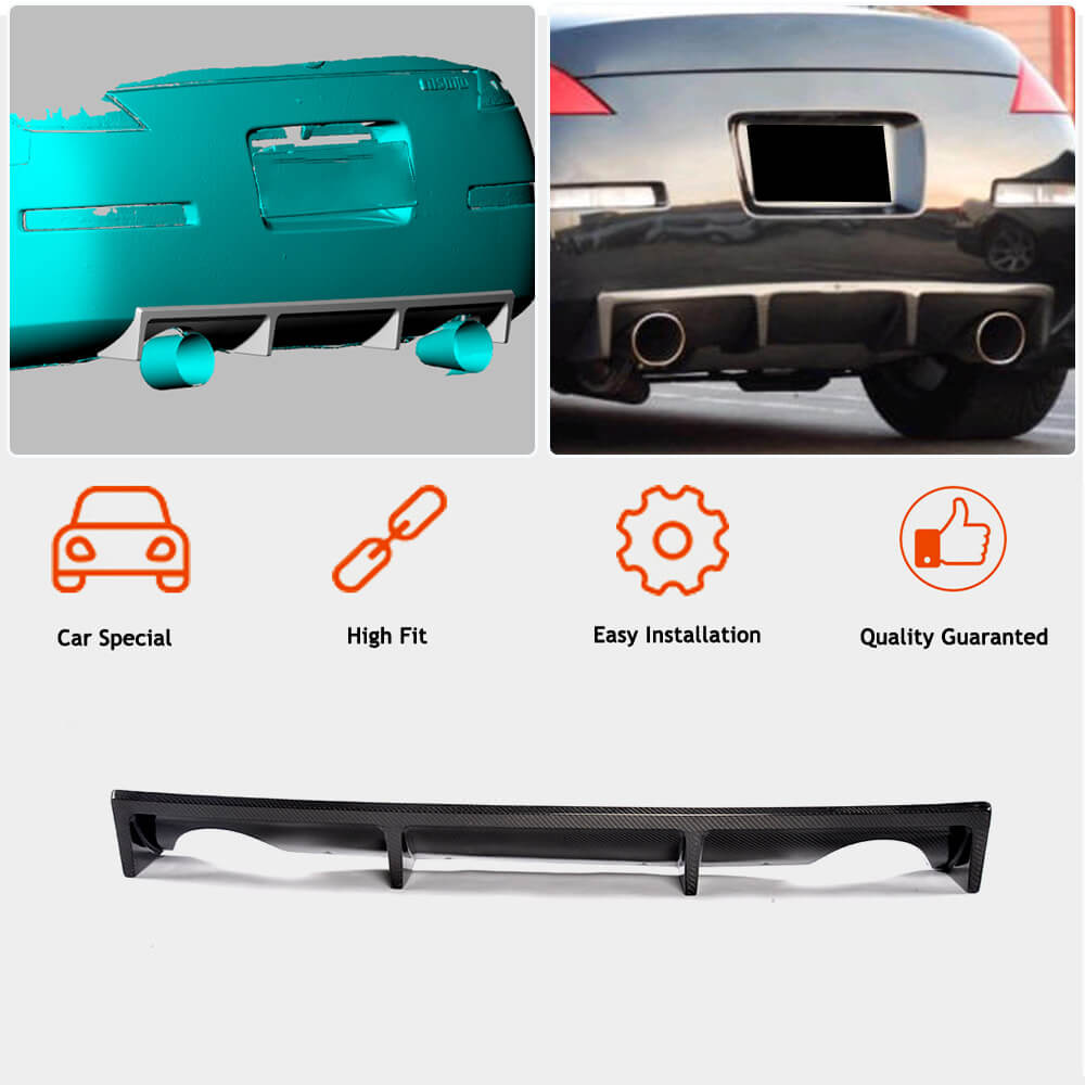 Rear Bumper Diffuser (2003-2009, Carbon) for Nissan 350Z 2002-2009 - image 2