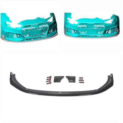 Front Bumper Lip V1 for RS4 Avant 2019-2021 Carbon for Audi A4 B9 2015-2024 - image 2