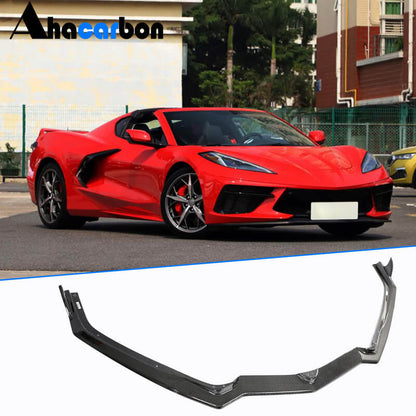 Front Bumper Lip Spoiler (2019-2022, Carbon) for Chevrolet Corvette C8 2019- - image 2