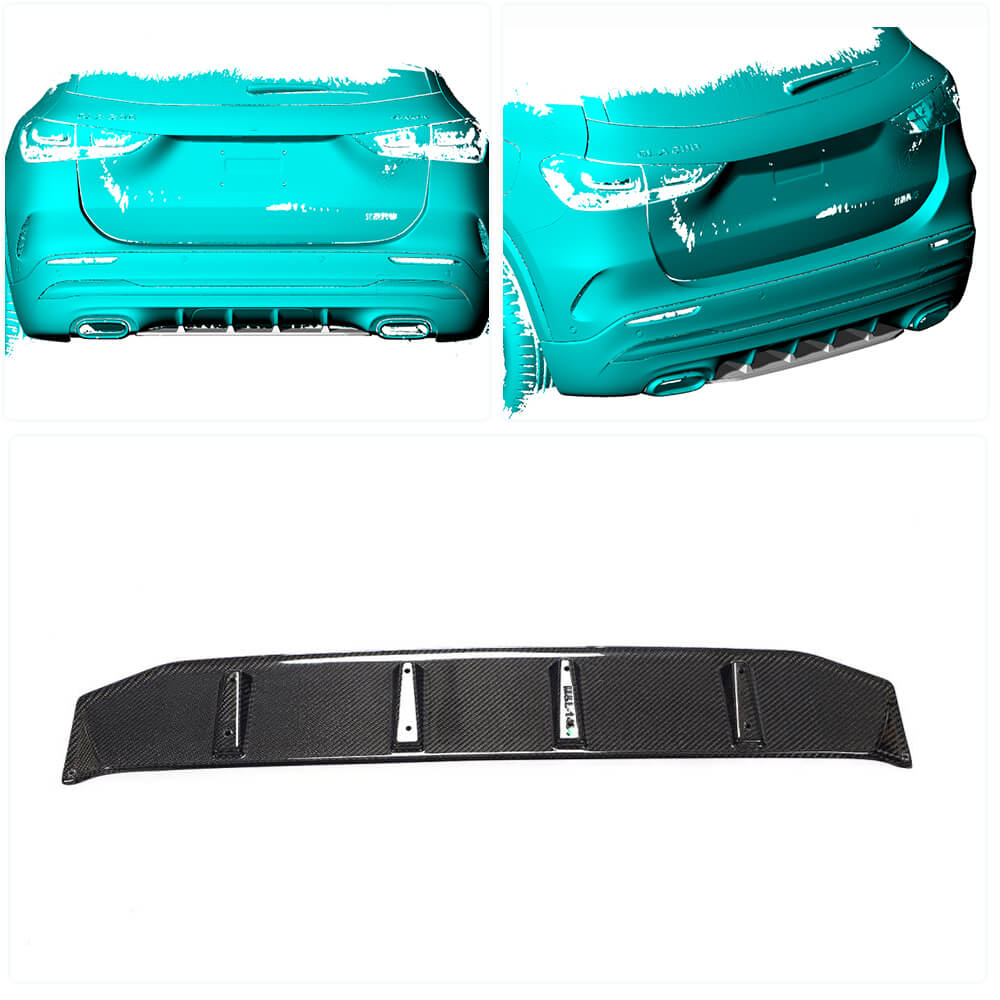 Rear Bumper Diffuser (for AMG-Line, Carbon) for Mercedes GLA H247 2020- - image 2