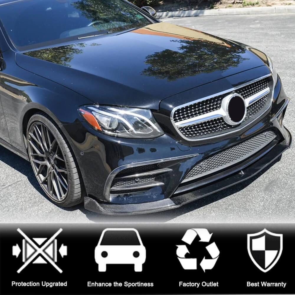 Front Bumper Lip V1 for AMG-Line / E43 AMG 2016-2019, Carbon for Mercedes E-сlass W213 2016-2023 - image 2