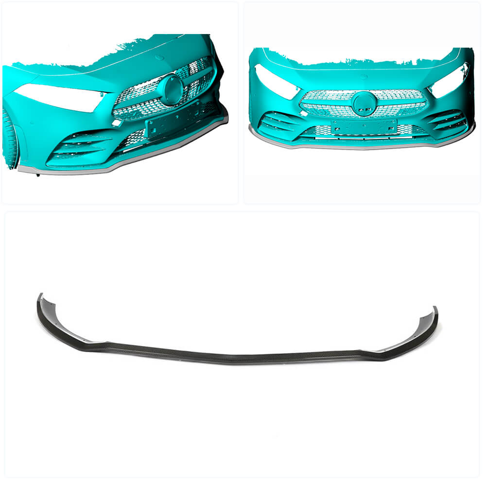 Lip V2 front bumper cover (for AMG-Line SD 2018-2021, Carbon) for Mercedes A-class W177 2018↗ - image 2