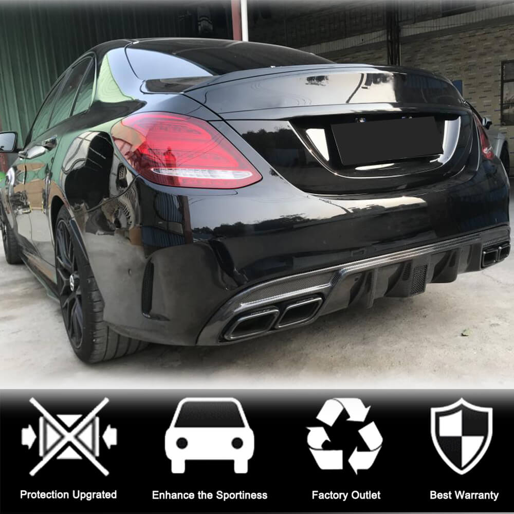 Rear Bumper Diffuser V3 for SD C43/C63 AMG 2015-2019 Carbon for Mercedes C-сlass W205 2014-2021 - image 2