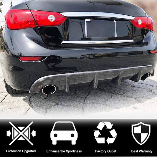 Rear Bumper Diffuser V1 for Q50 Base/Sport 2014-2017, Carbon for Infiniti Q50/Q60 2013-2024 - image 2