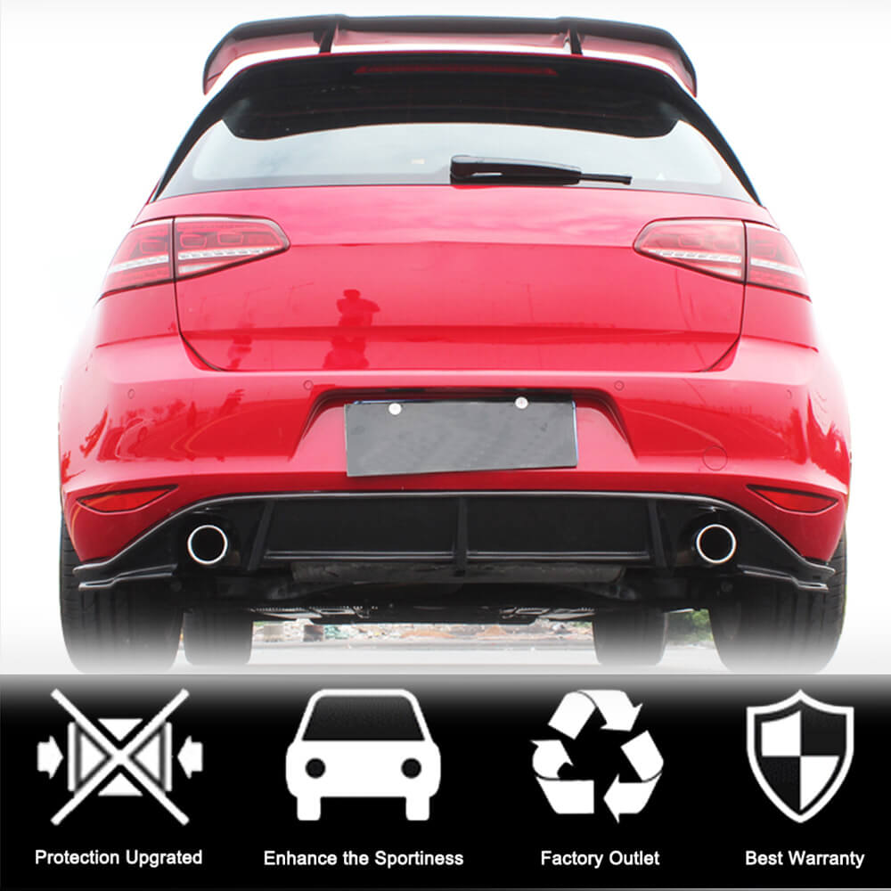 Rear Bumper Diffuser V3 (for Base/GTI HB 2012-2017, Carbon) for Volkswagen Golf 7/E-Golf 2012-2020 - image 2