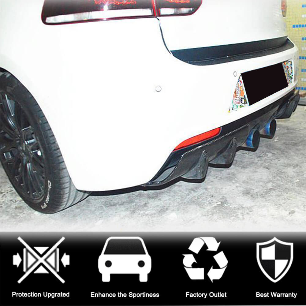 Rear Bumper Diffuser V2 for R/R20 HB 2010-2013, Carbon for Volkswagen Golf 6 2008-2014 - image 2