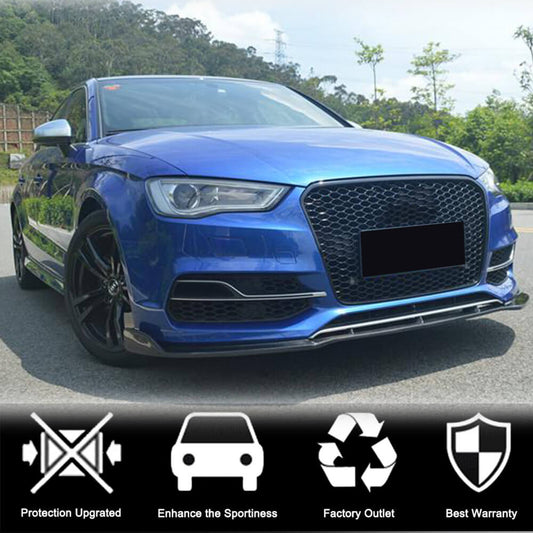 Front bumper lip spoiler Lip V3 (for S-Line Sedan 2012-2016, Carbon) for Audi A3 2012-2020 - image 2