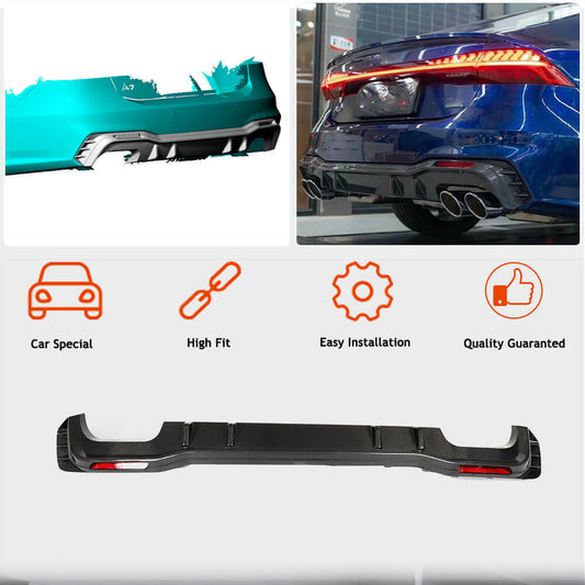 Rear Bumper Diffuser (for S-Line 2018-2022, Carbon) for Audi A7 2018- - image 2