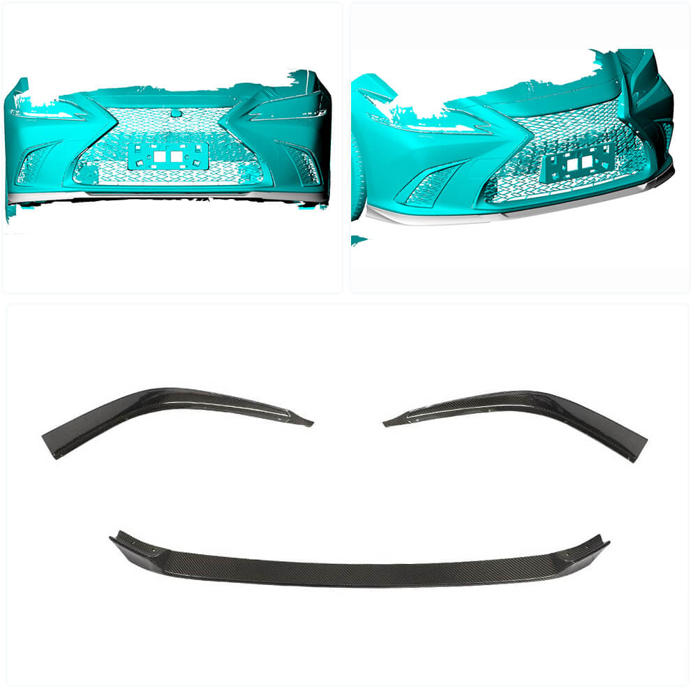 Front Bumper Lip Spoiler (for Base/F-Sport 2018-2020, Carbon) for Lexus ES 2018- - image 2
