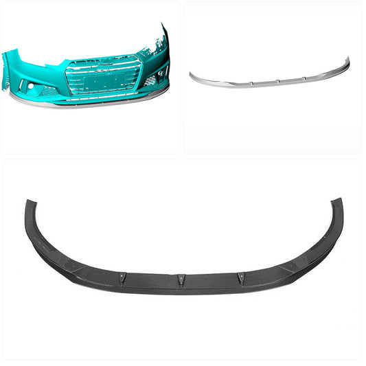 Front bumper lip Lip V6 (for S-Line Sedan 2015-2019, Carbon) for Audi A4 B9 2015-2024 - image 2