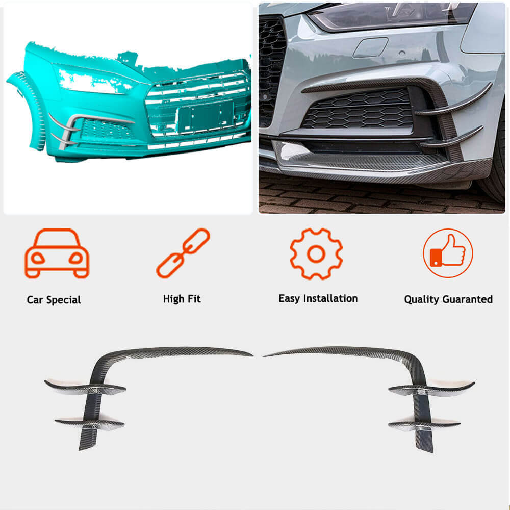 Front Bumper Flap V2 Extensions (for S-Line 2016-2020, Carbon) for Audi A5 2016-2025 - image 2