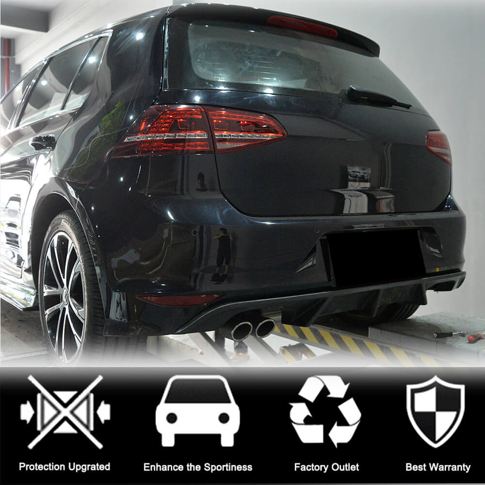 Rear Bumper Diffuser (for R/R-Line HB 2012-2017, Carbon) for Volkswagen Golf 7/E-Golf 2012-2020 - image 2