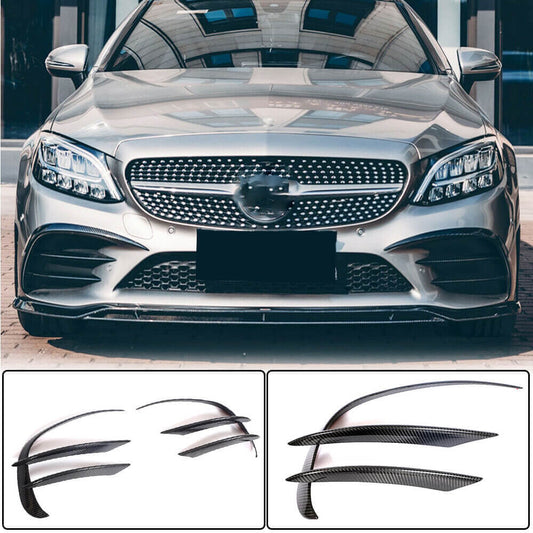 Covers on the front bumper V1 (for C43 AMG 2019-2021, Carbon) for Mercedes C-class W205 2014-2021 - image 2