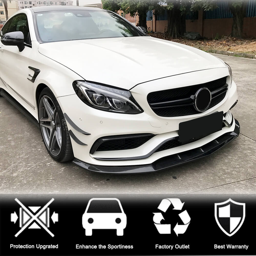 Front Bumper Lip V1 for SD C63 AMG 2015-2019 Carbon for Mercedes C-сlass W205 2014-2021 - image 2