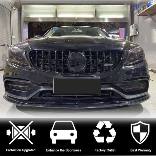 Front Bumper Lip V1 (for Coupe/Cabriolet C63 AMG 2015-2019, Carbon) for Mercedes C-сlass W205 2014-2021 - image 2