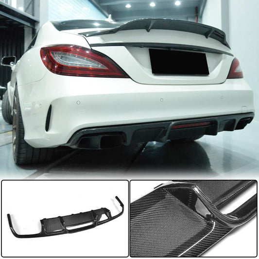 Rear bumper diffuser (for Base/CLS63 AMG 2015-2018, Carbon) for Mercedes CLS C218 2011-2018 - image 2