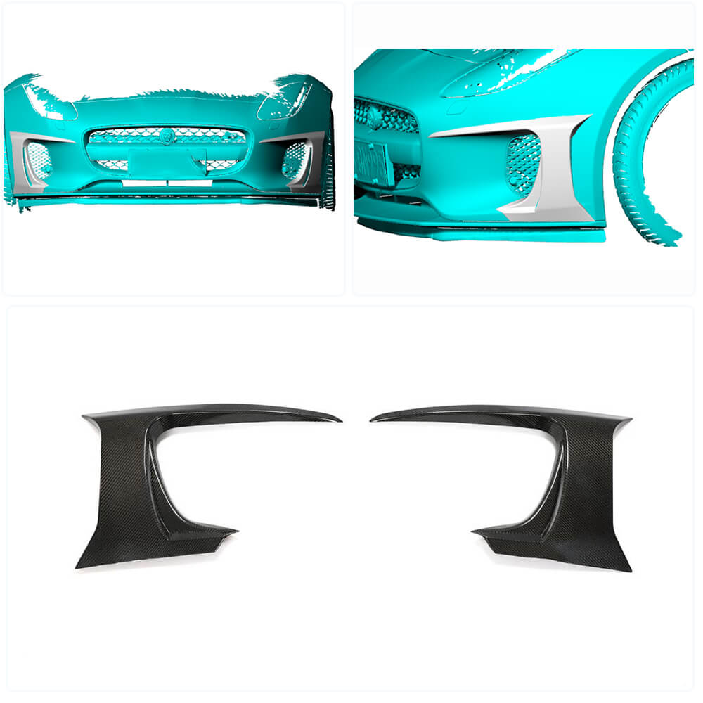 Carbon Front Bumper Covers (for Base 2017-2019) for Jaguar F-Type 2013-2024 - image 2
