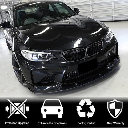 Front Bumper Lip V6 for F87 M2, Carbon for BMW 2 Series F22/F23 2014-2021 - image 2