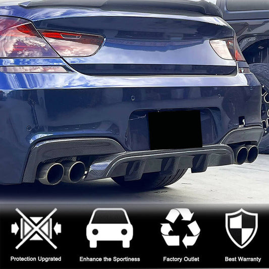 Rear Bumper Diffuser Carbon Fiber V2 (M-Sport) for BMW 6 F12/F13/F06 2011-2015 - image 2