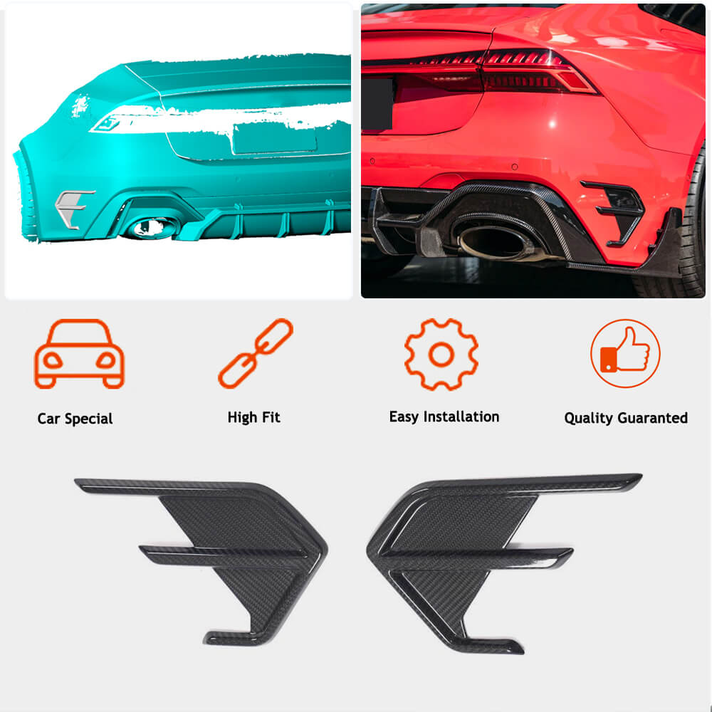 Rear bumper vent covers (for RS7 2018-2022, Dry Carbon) for Audi A7 2018- - image 2