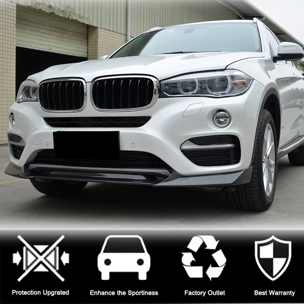 Front Bumper Lip V1 Add-on (for Base, Carbon) for BMW X6 F16 2014-2019 - image 2