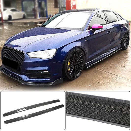Side Skirts V3 (for S-Line Sedan, Carbon) for Audi A3 2012-2020 - image 2
