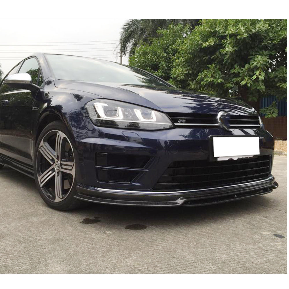 Front Bumper Lip Spoiler (for R/R-Line 2012-2017, Carbon) for Volkswagen Golf 7/E-Golf 2012-2020 - image 2