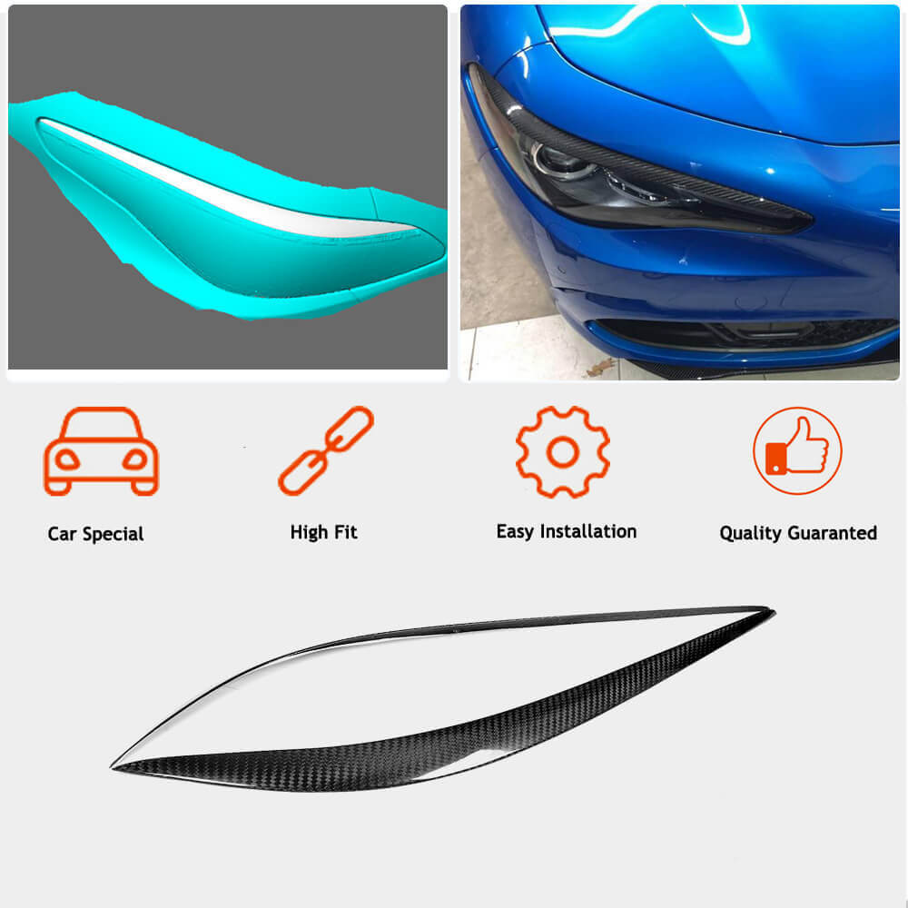 Eyelashes for headlights (Dry Carbon) for Alfa Romeo Giulia 2016-2022 - image 2