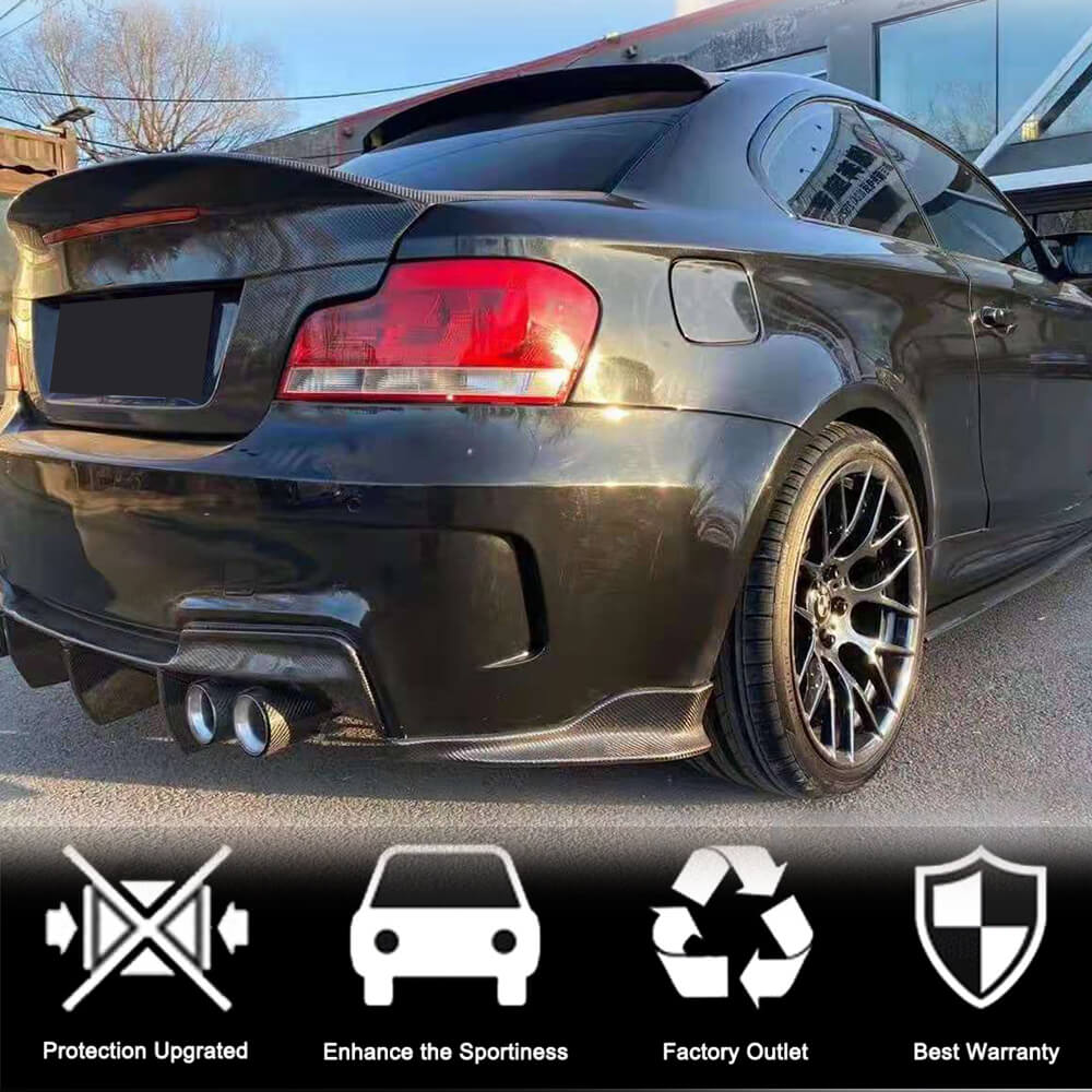 Rear Bumper Flap Extensions (for E82 1M, Carbon) for BMW 1 Series E81/82/87/88 2004-2011 - image 2